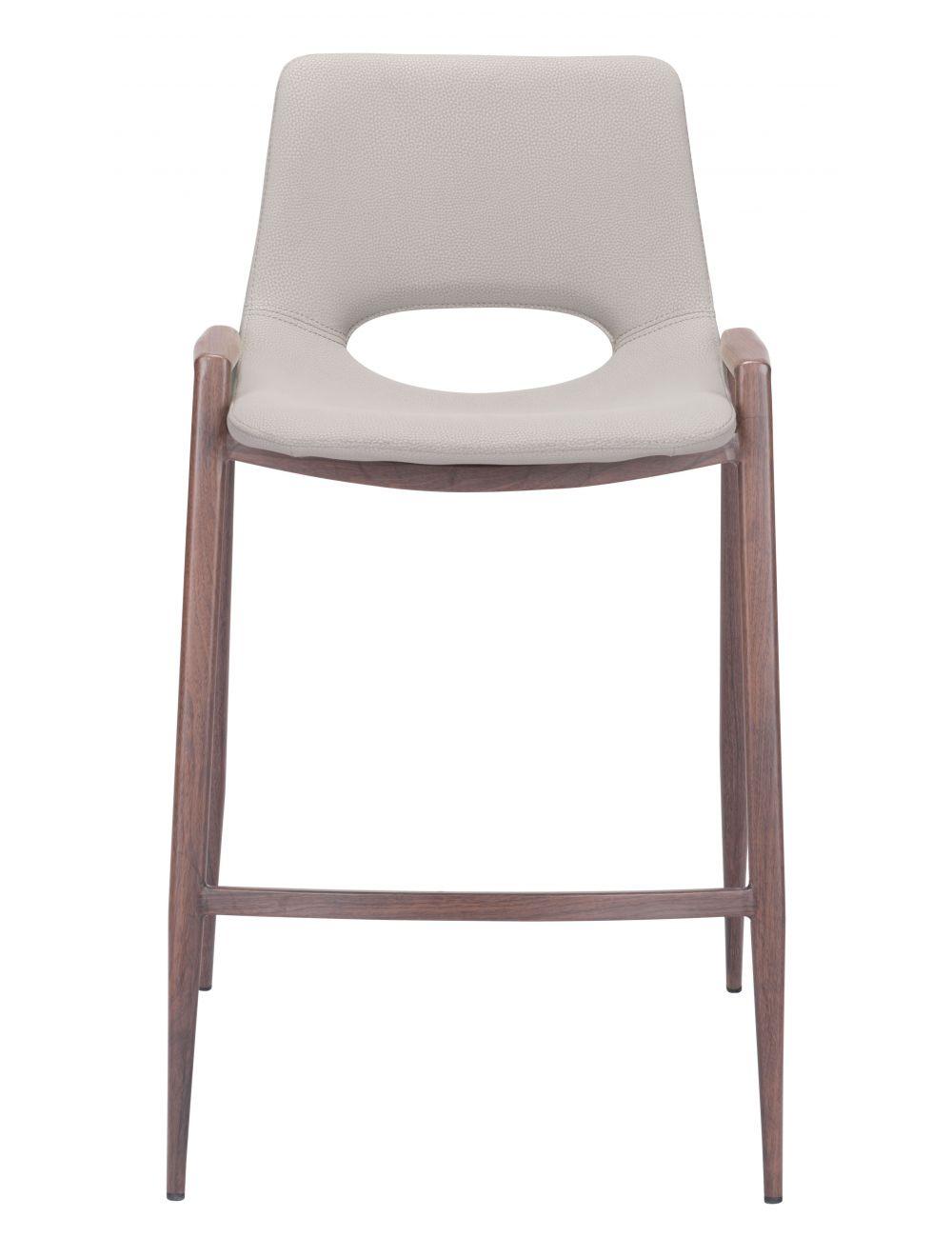 SwayLiving Desi Counter Chair (Set of 2) Beige & Walnut BAR STOOLS + COUNTER STOOLS