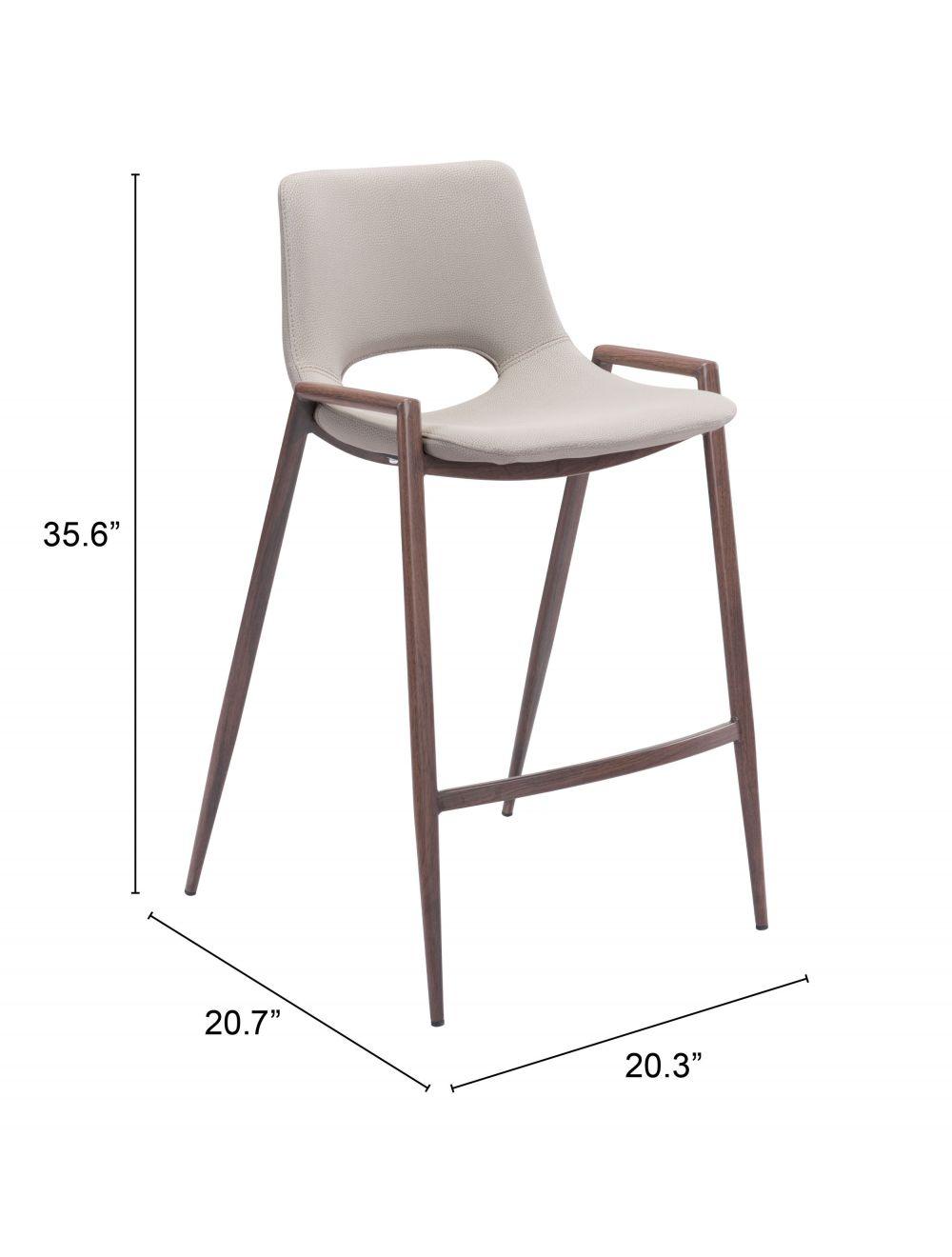 SwayLiving Desi Counter Chair (Set of 2) Beige & Walnut BAR STOOLS + COUNTER STOOLS