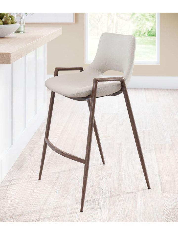 SwayLiving Desi Counter Chair (Set of 2) Beige & Walnut BAR STOOLS + COUNTER STOOLS