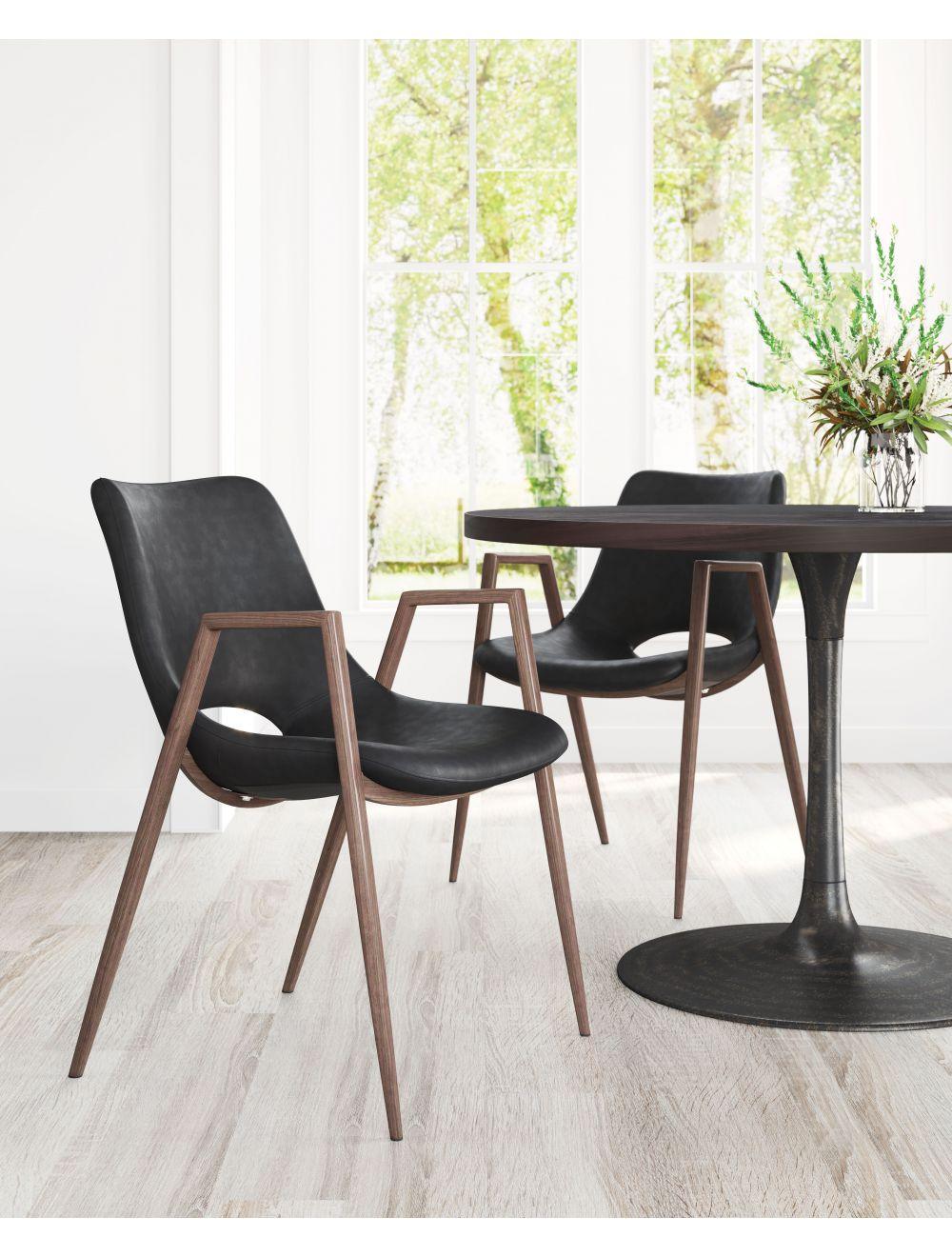 SwayLiving Desi Dining Chair (Set of 2) Black & Walnut DINING CHAIRS