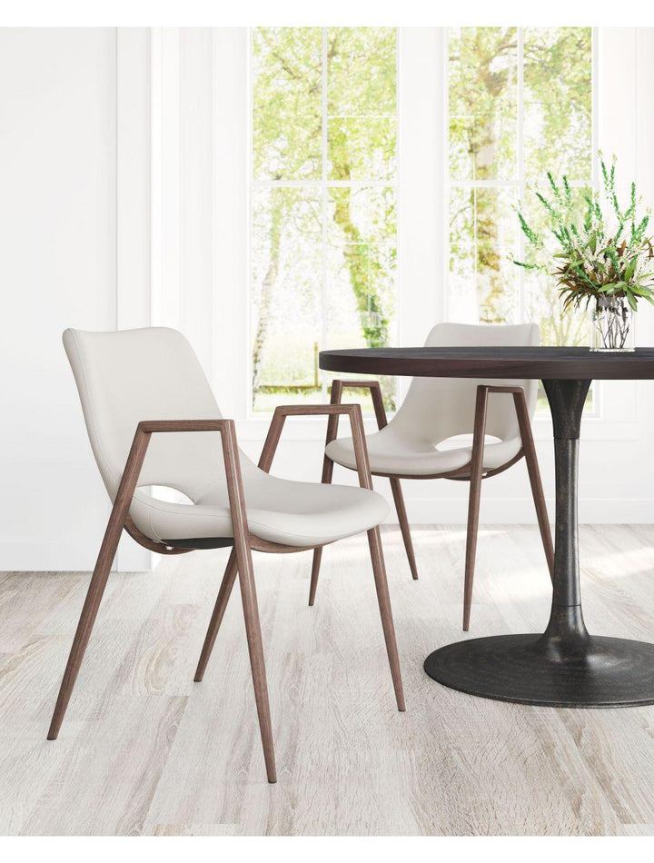 SwayLiving Desi Dining Chair (Set of 2) Beige & Walnut DINING CHAIRS