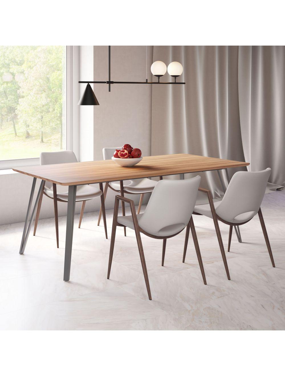 SwayLiving Desi Dining Chair (Set of 2) Beige & Walnut DINING CHAIRS