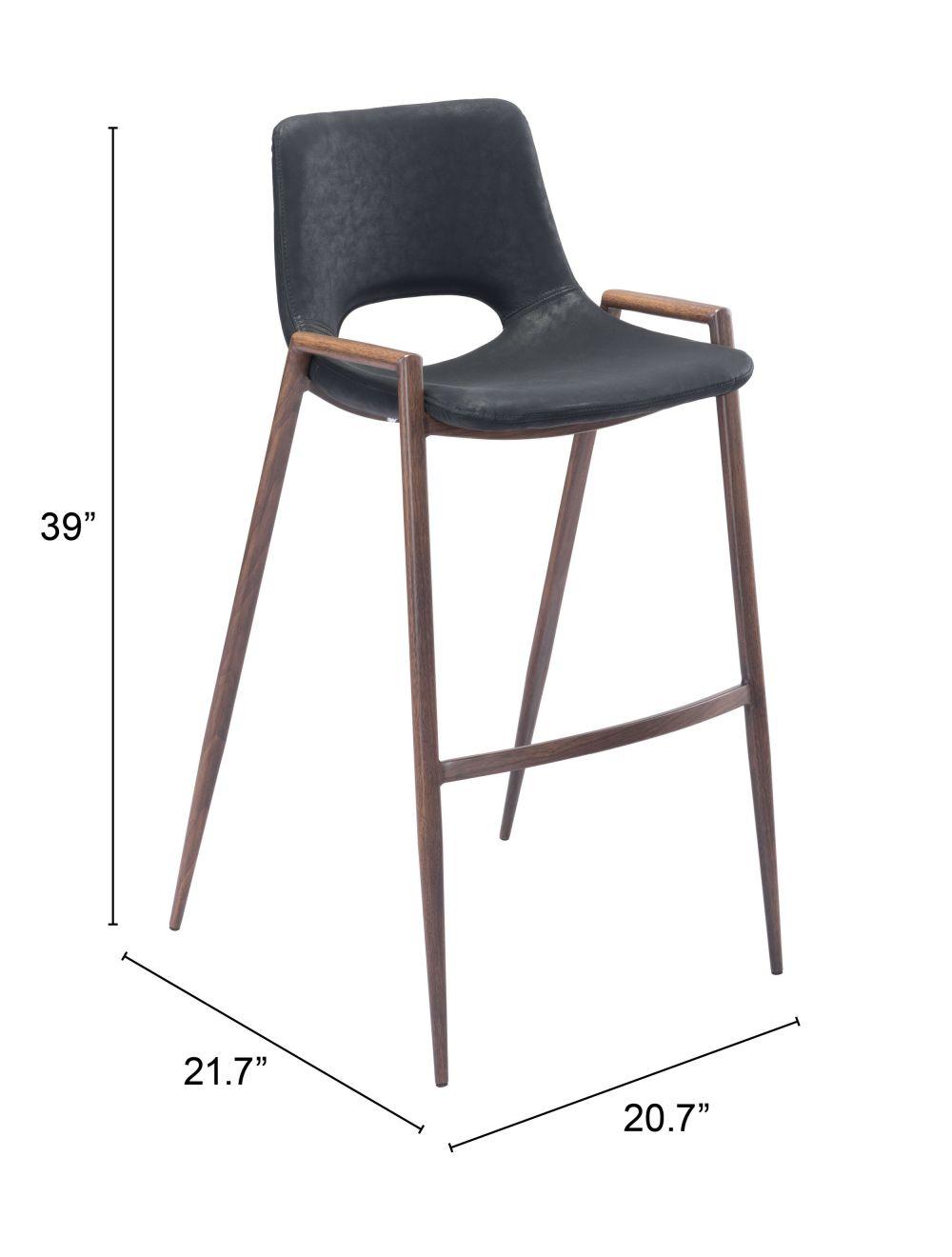 SwayLiving Desi Bar Chair (Set of 2) Black & Walnut BAR STOOLS + COUNTER STOOLS