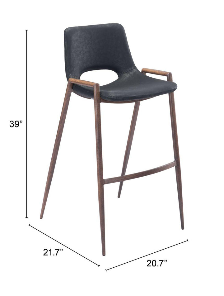 SwayLiving Desi Bar Chair (Set of 2) Black & Walnut BAR STOOLS + COUNTER STOOLS