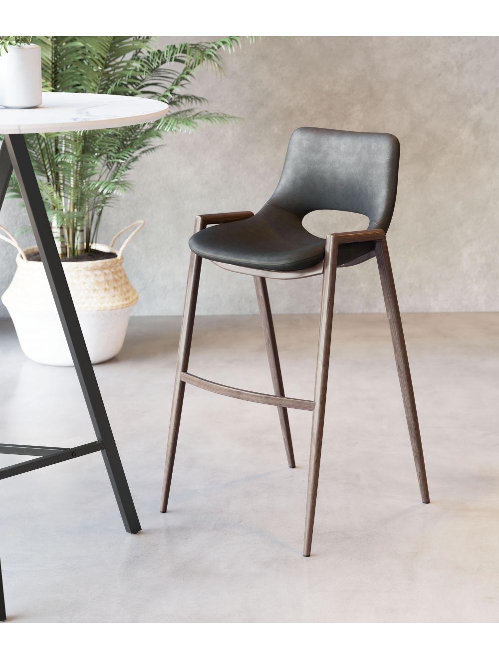 SwayLiving Desi Bar Chair (Set of 2) Black & Walnut BAR STOOLS + COUNTER STOOLS