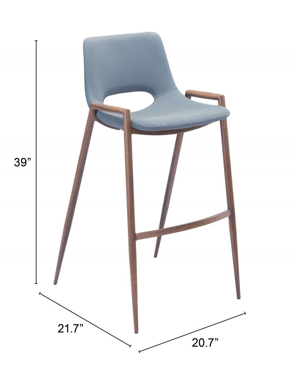 SwayLiving Desi Bar Chair (Set of 2) Gray & Walnut BAR STOOLS + COUNTER STOOLS