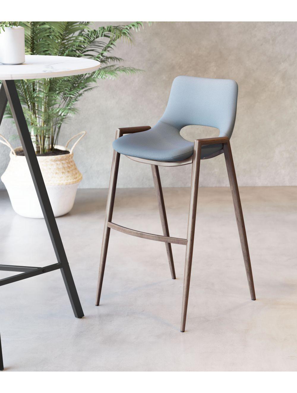 SwayLiving Desi Bar Chair (Set of 2) Gray & Walnut BAR STOOLS + COUNTER STOOLS