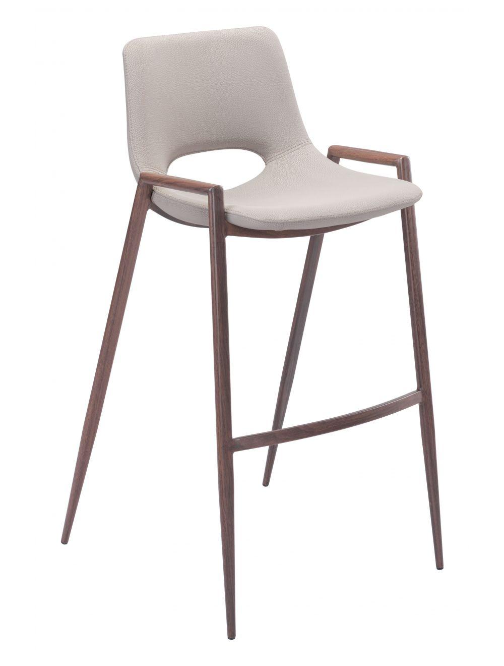SwayLiving Desi Bar Chair (Set of 2) Beige & Walnut BAR STOOLS + COUNTER STOOLS