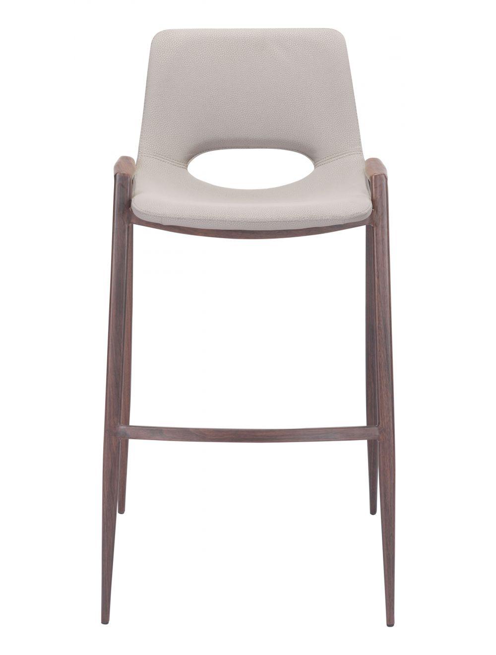SwayLiving Desi Bar Chair (Set of 2) Beige & Walnut BAR STOOLS + COUNTER STOOLS