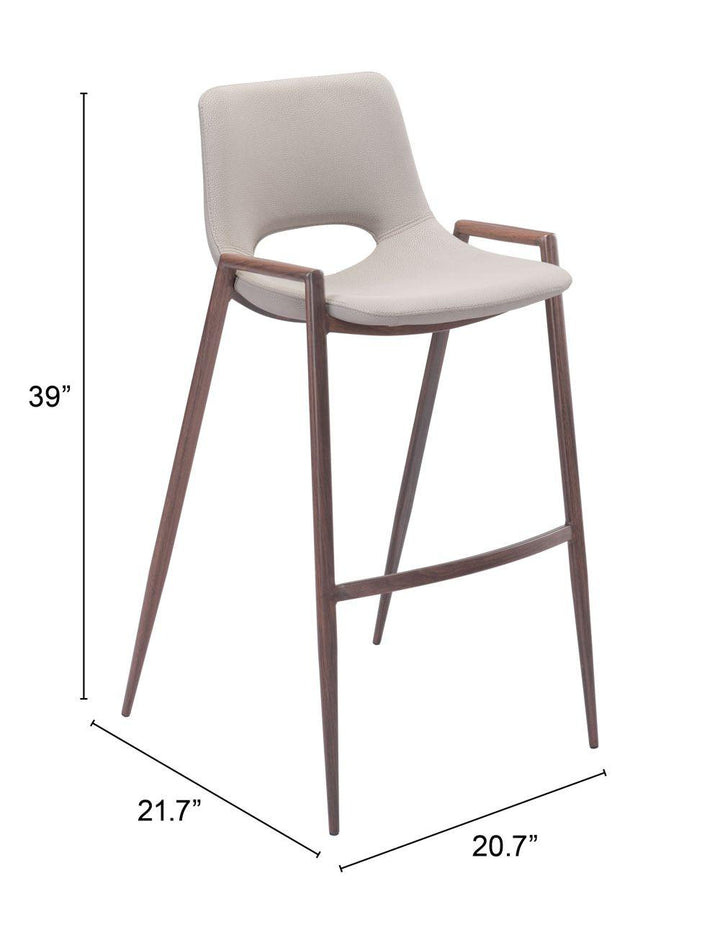 SwayLiving Desi Bar Chair (Set of 2) Beige & Walnut BAR STOOLS + COUNTER STOOLS