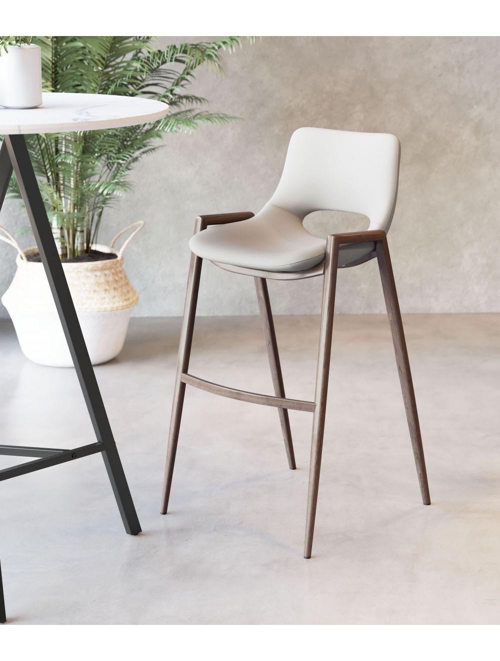 SwayLiving Desi Bar Chair (Set of 2) Beige & Walnut BAR STOOLS + COUNTER STOOLS