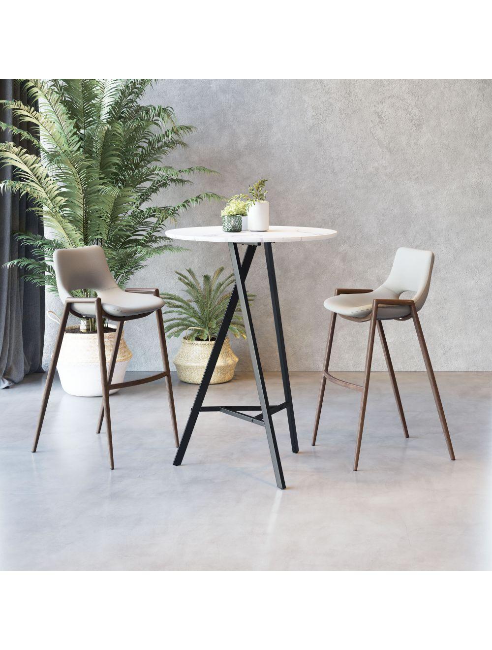 SwayLiving Desi Bar Chair (Set of 2) Beige & Walnut BAR STOOLS + COUNTER STOOLS