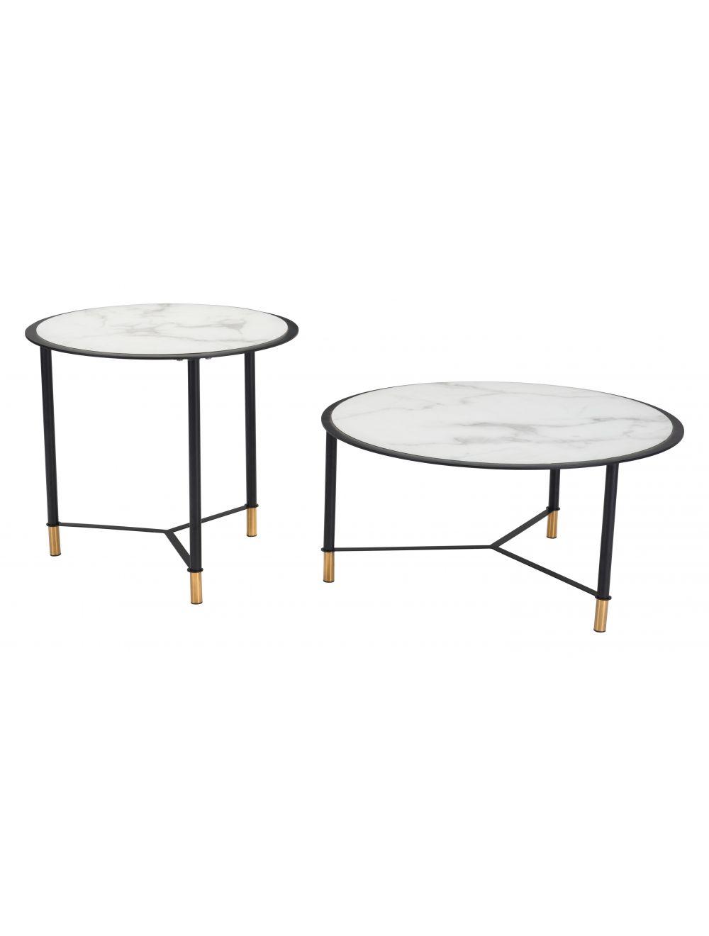 SwayLiving Set of 2 Davis Coffee Tables White & Black COFFEE TABLES