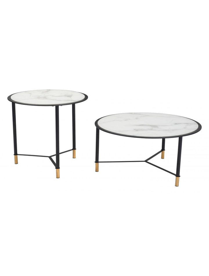 SwayLiving Set of 2 Davis Coffee Tables White & Black COFFEE TABLES