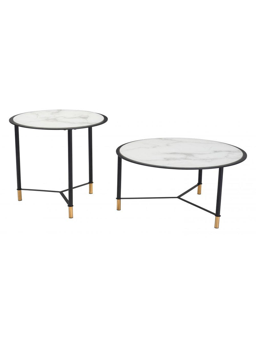 SwayLiving Set of 2 Davis Coffee Tables White & Black COFFEE TABLES