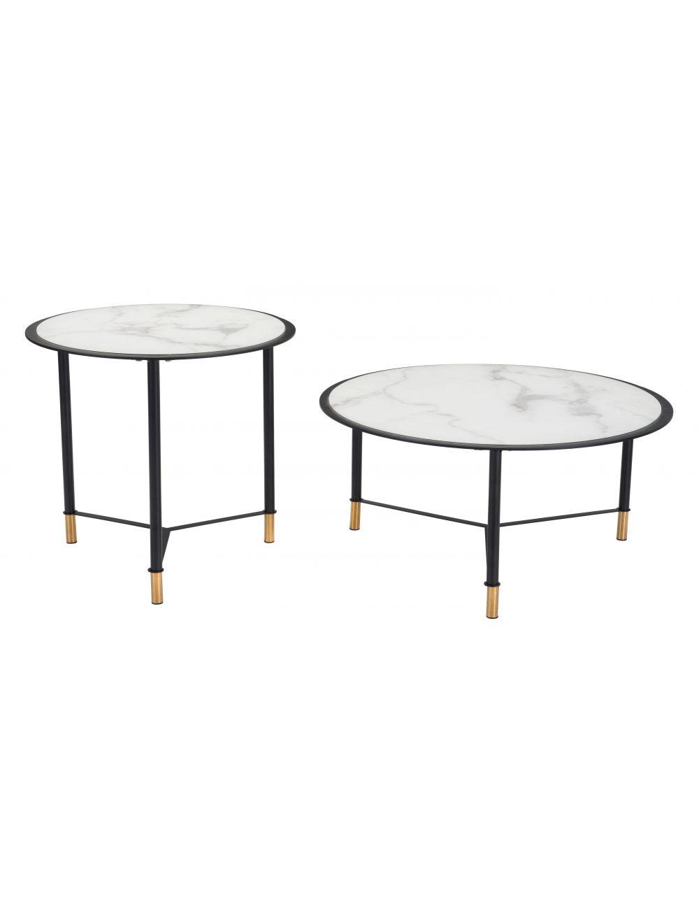 SwayLiving Set of 2 Davis Coffee Tables White & Black COFFEE TABLES