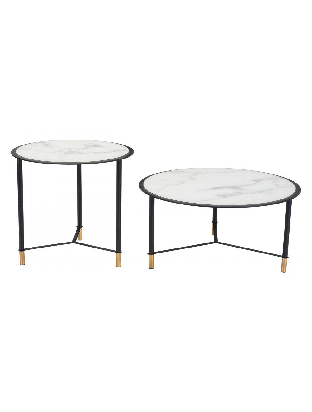 SwayLiving Set of 2 Davis Coffee Tables White & Black COFFEE TABLES