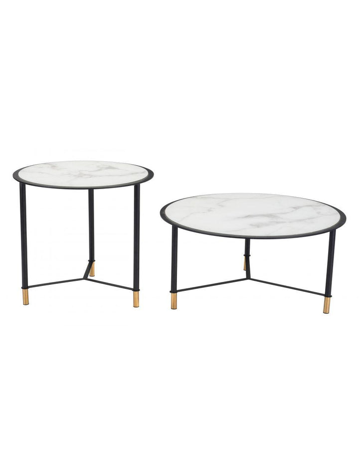 SwayLiving Set of 2 Davis Coffee Tables White & Black COFFEE TABLES