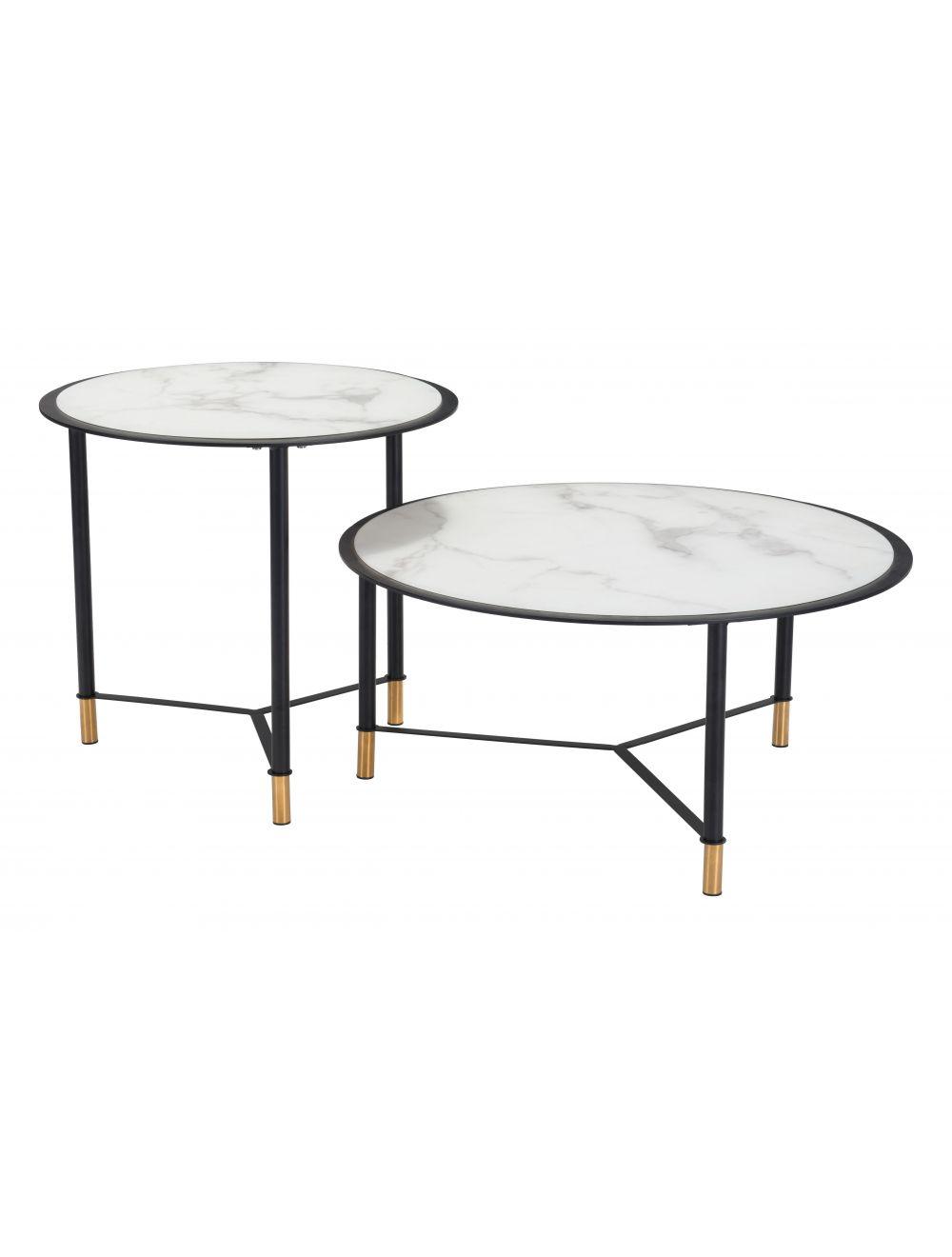 SwayLiving Set of 2 Davis Coffee Tables White & Black COFFEE TABLES
