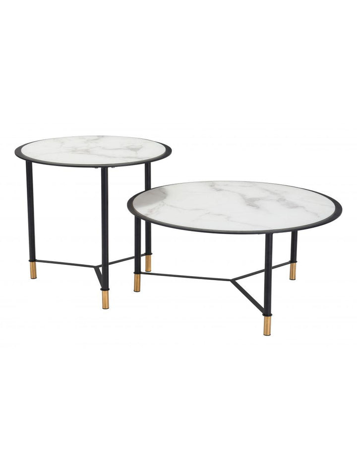 SwayLiving Set of 2 Davis Coffee Tables White & Black COFFEE TABLES