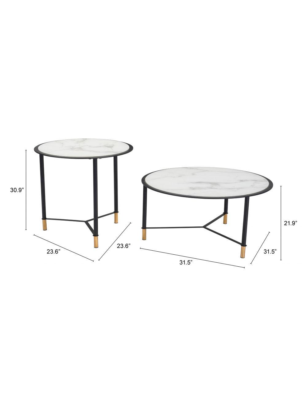 SwayLiving Set of 2 Davis Coffee Tables White & Black COFFEE TABLES