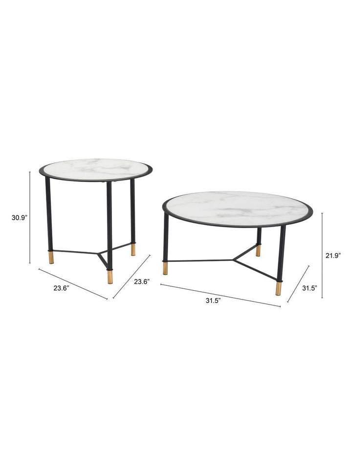 SwayLiving Set of 2 Davis Coffee Tables White & Black COFFEE TABLES