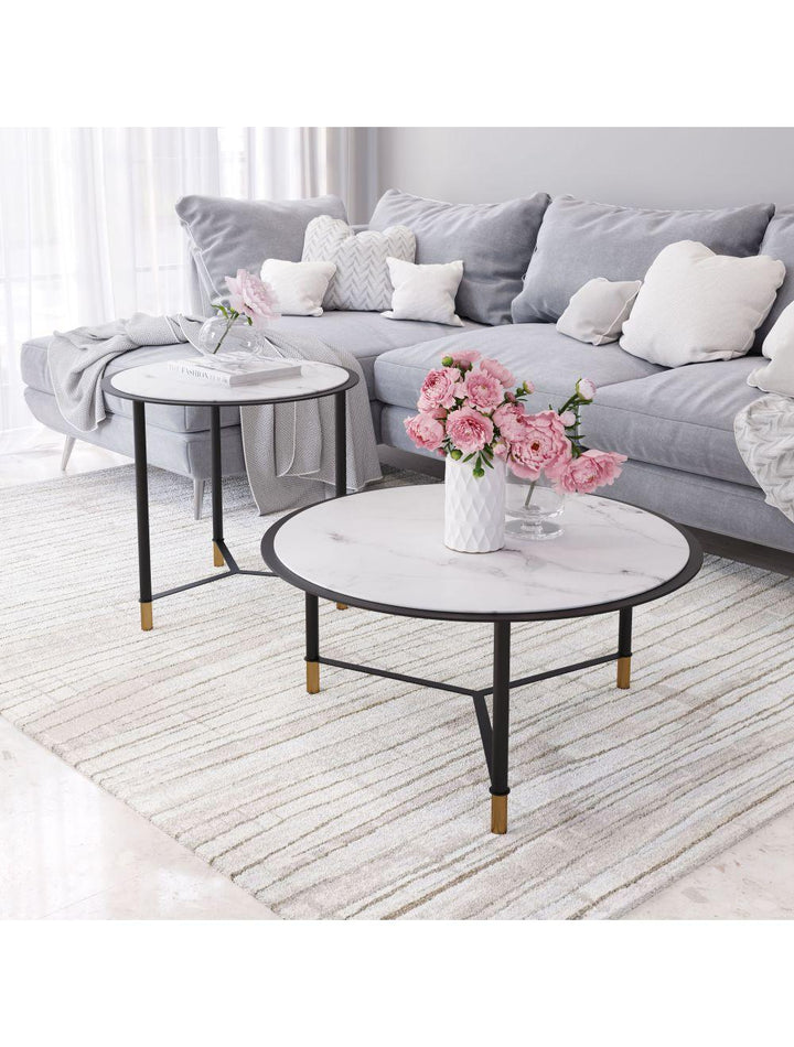 SwayLiving Set of 2 Davis Coffee Tables White & Black COFFEE TABLES