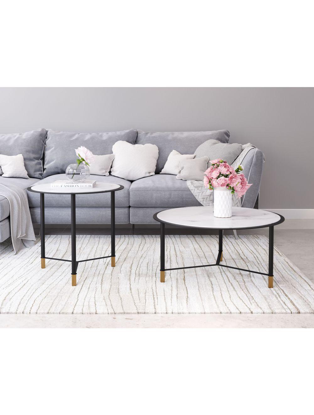 SwayLiving Set of 2 Davis Coffee Tables White & Black COFFEE TABLES