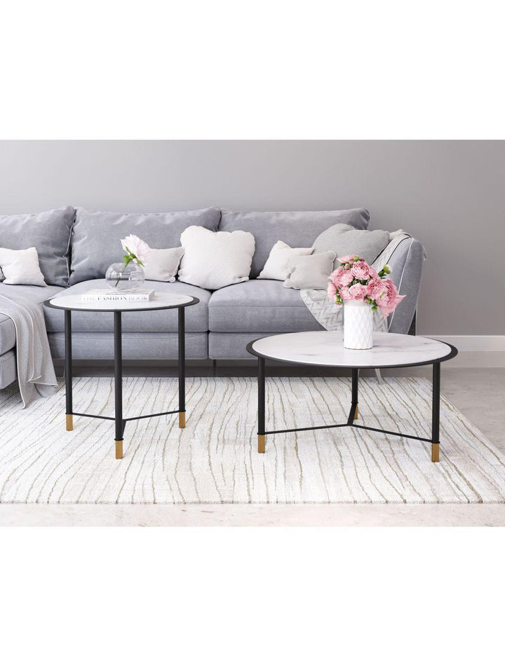 SwayLiving Set of 2 Davis Coffee Tables White & Black COFFEE TABLES