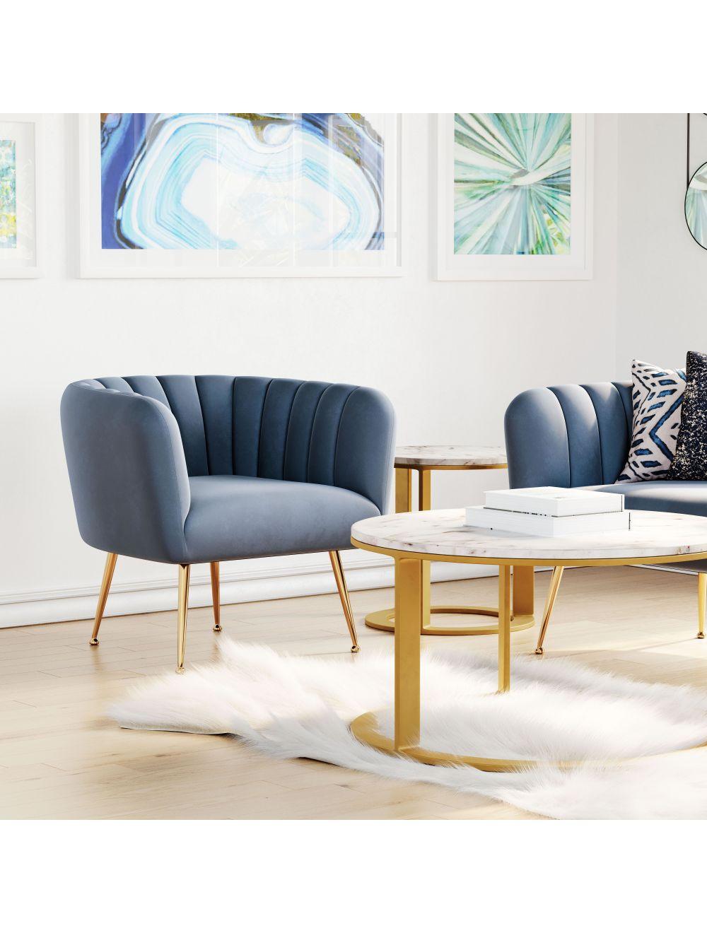 SwayLiving Deco Accent Chair Gray & Gold ACCENT + LOUNGE CHAIRS