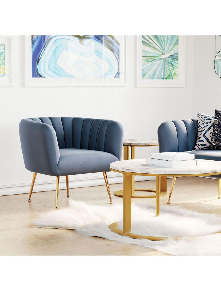 SwayLiving Deco Accent Chair Gray & Gold ACCENT + LOUNGE CHAIRS