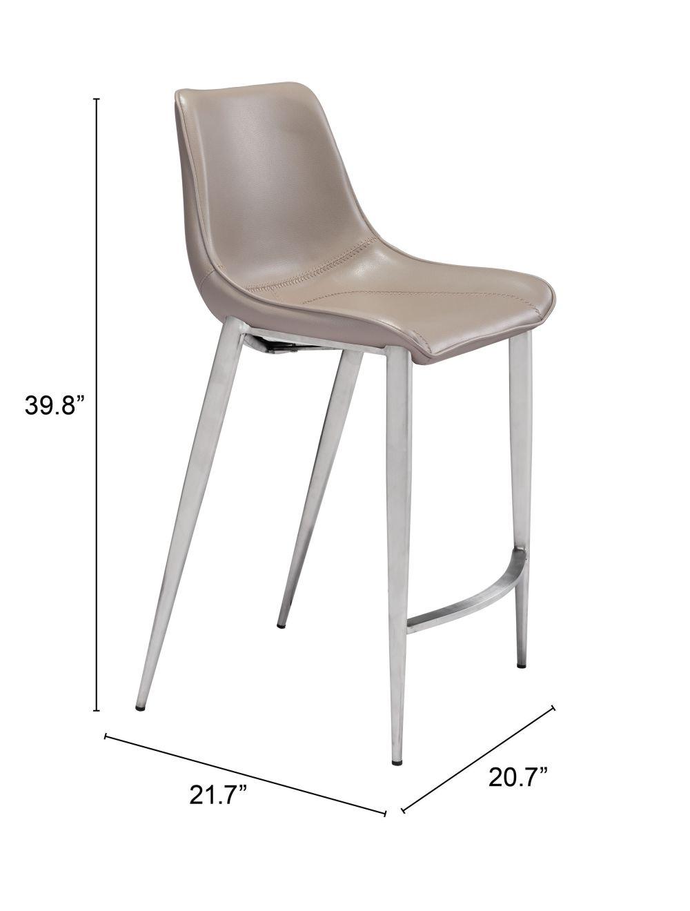 SwayLiving Magnus Counter Chair (Set of 2) Gray & Silver BAR STOOLS + COUNTER STOOLS