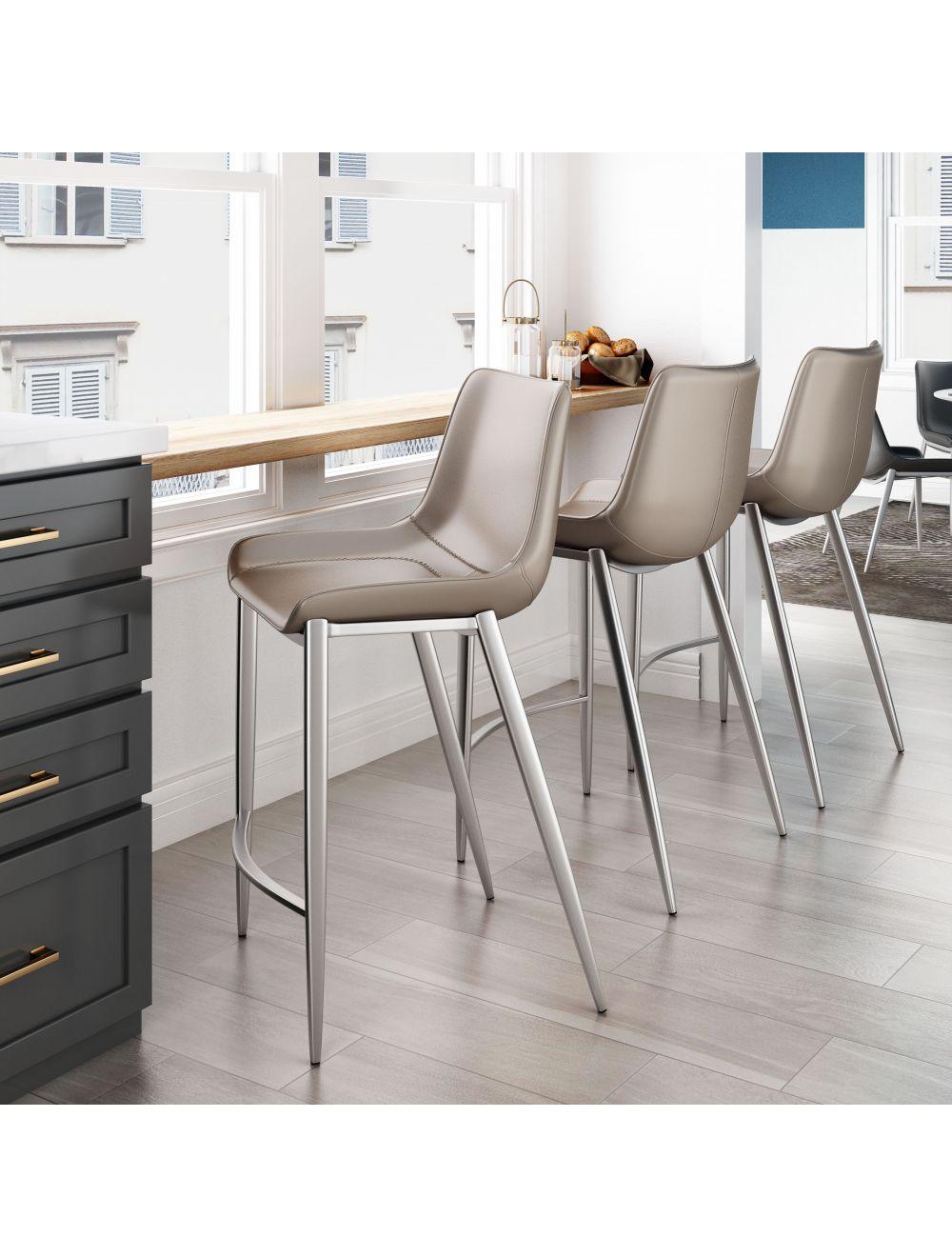 SwayLiving Magnus Counter Chair (Set of 2) Gray & Silver BAR STOOLS + COUNTER STOOLS