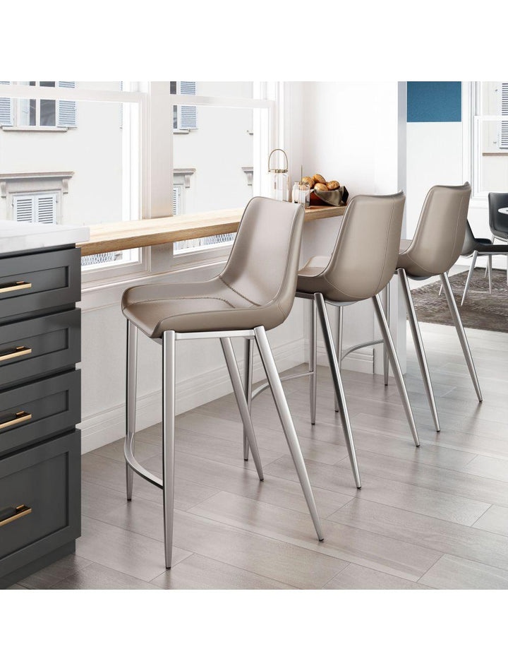 SwayLiving Magnus Counter Chair (Set of 2) Gray & Silver BAR STOOLS + COUNTER STOOLS
