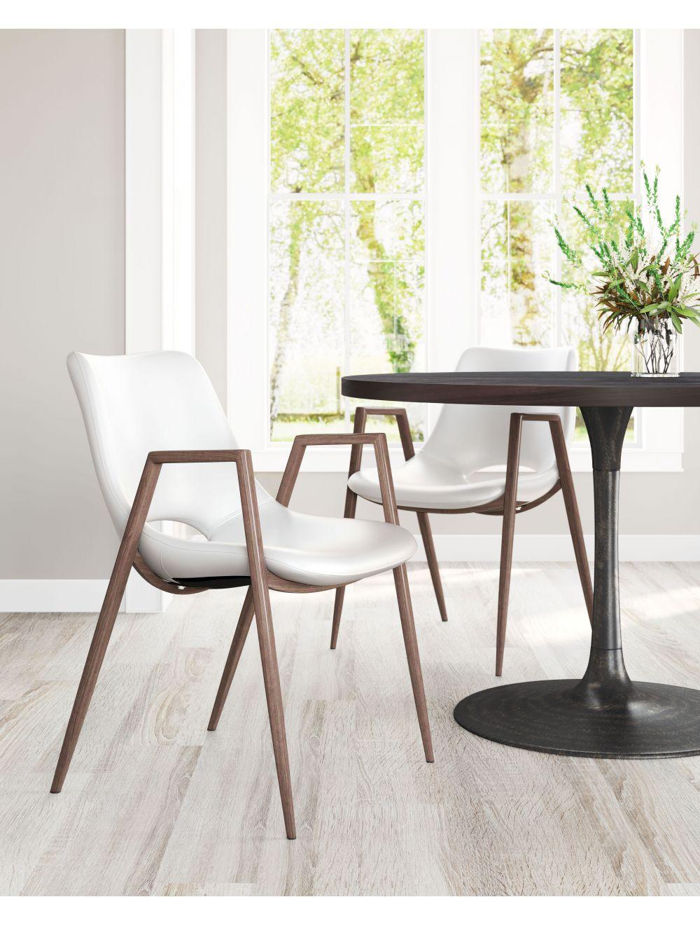 SwayLiving Desi Dining Chair (Set of 2) White & Walnut DINING CHAIRS