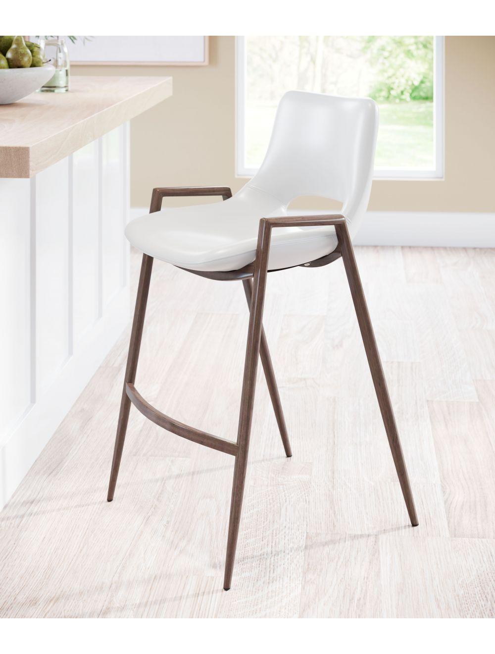 SwayLiving Desi Counter Chair (Set of 2) White & Walnut BAR STOOLS + COUNTER STOOLS