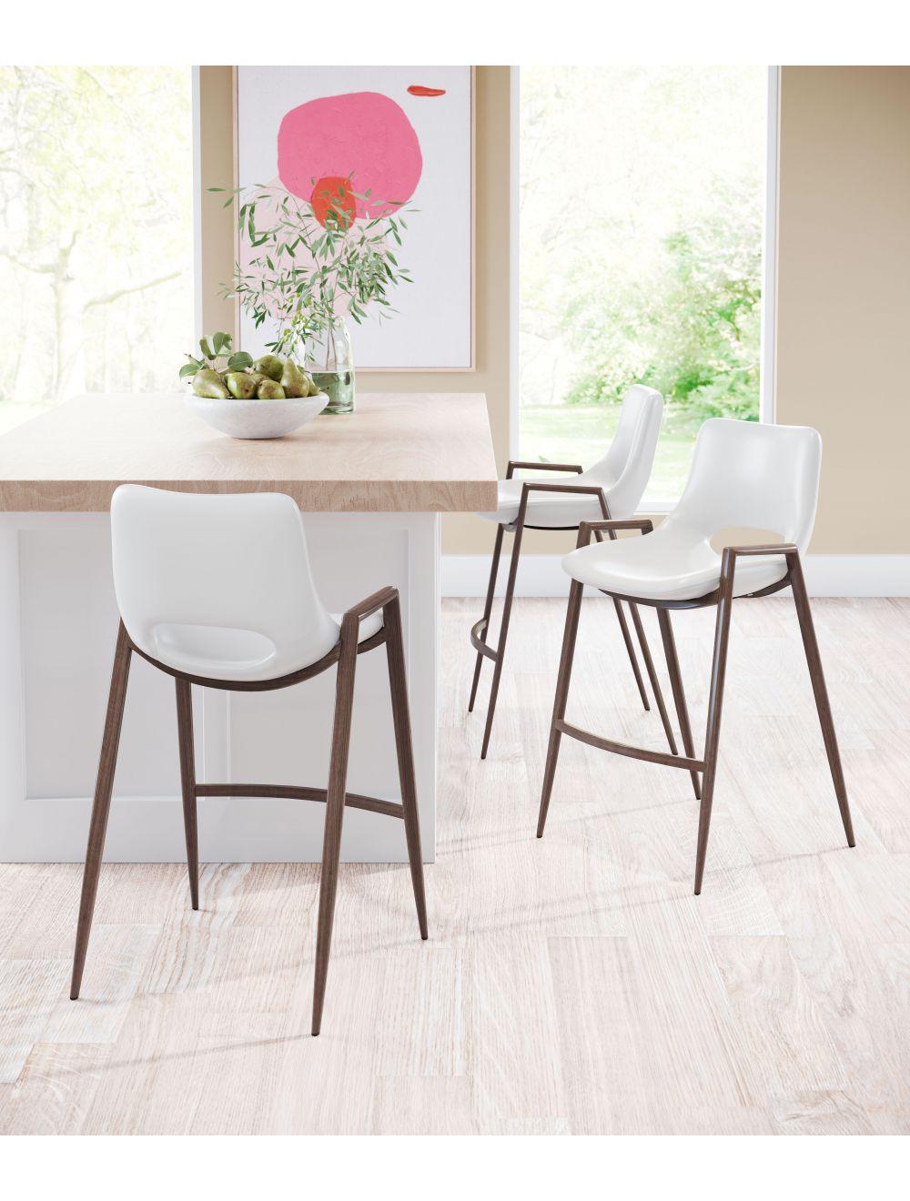 SwayLiving Desi Counter Chair (Set of 2) White & Walnut BAR STOOLS + COUNTER STOOLS