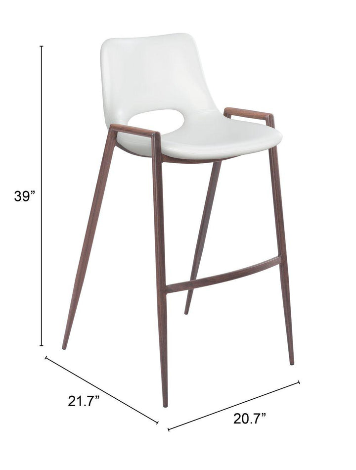 SwayLiving Desi Bar Chair (Set of 2) White & Walnut BAR STOOLS + COUNTER STOOLS