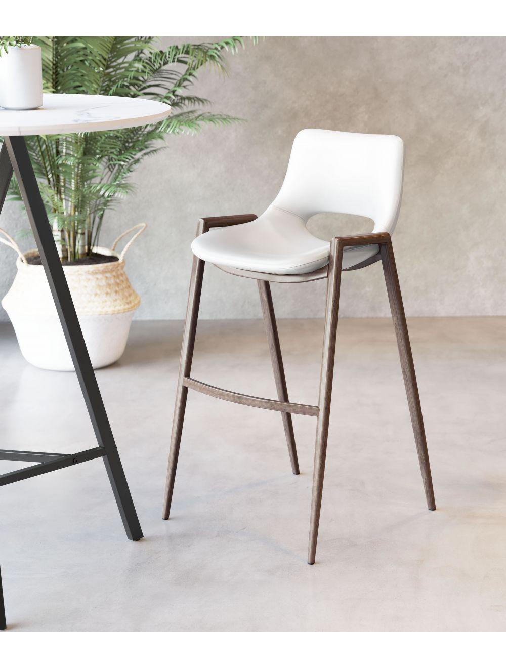 SwayLiving Desi Bar Chair (Set of 2) White & Walnut BAR STOOLS + COUNTER STOOLS