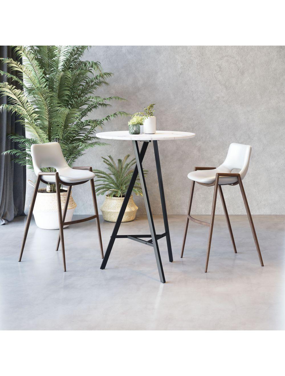 SwayLiving Desi Bar Chair (Set of 2) White & Walnut BAR STOOLS + COUNTER STOOLS