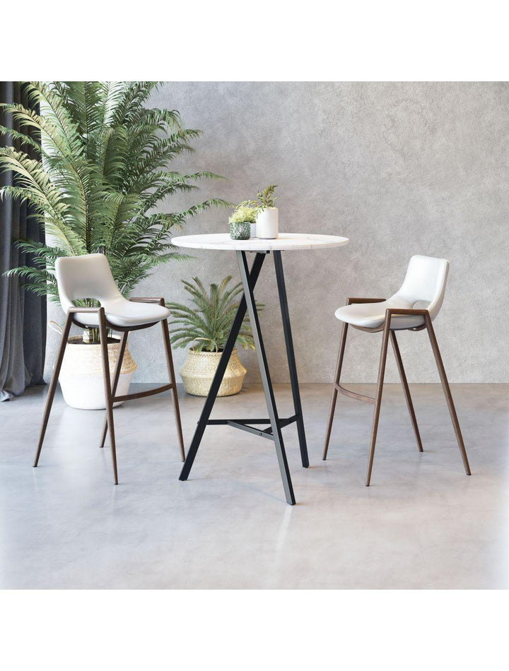 SwayLiving Desi Bar Chair (Set of 2) White & Walnut BAR STOOLS + COUNTER STOOLS