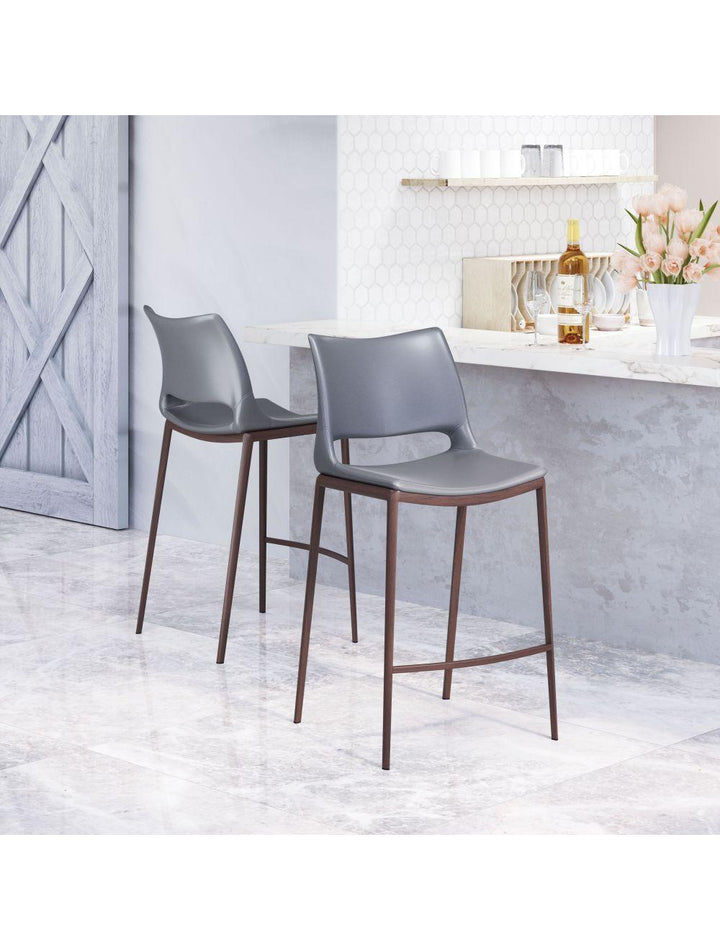 SwayLiving Ace Counter Chair (Set of 2) Dark Gray & Walnut BAR STOOLS + COUNTER STOOLS