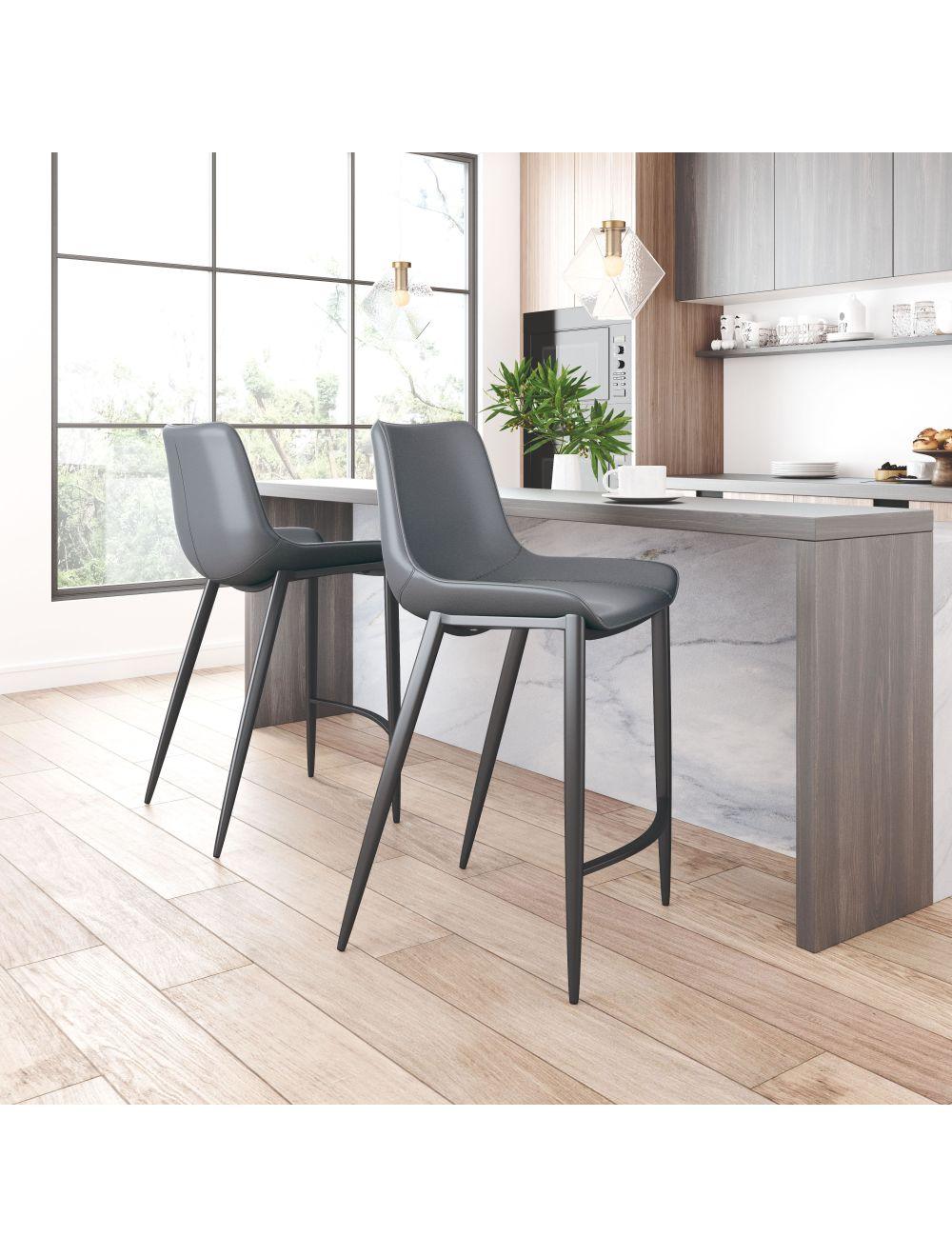 SwayLiving Magnus Bar Chair (Set of 2) Dark Gray & Black BAR STOOLS + COUNTER STOOLS