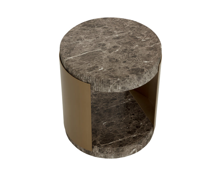 Cavette End Table - Marble Look - Dark Emperador