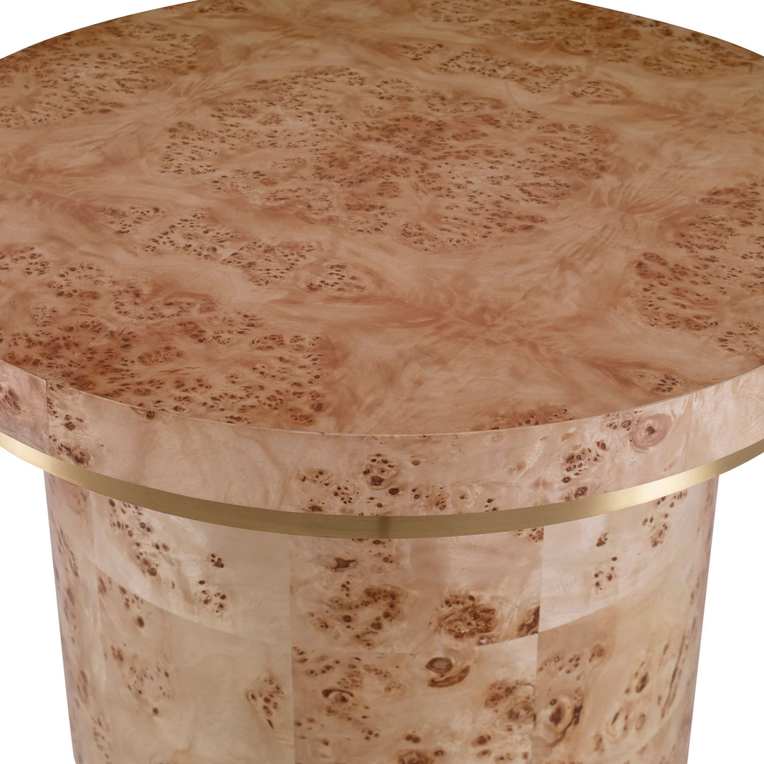 SwayLiving Burl Round End Table w/ Clear Coat ACCENT TABLES