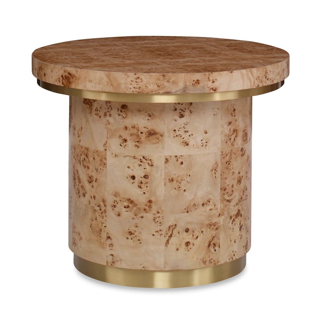 SwayLiving Burl Round End Table w/ Clear Coat ACCENT TABLES