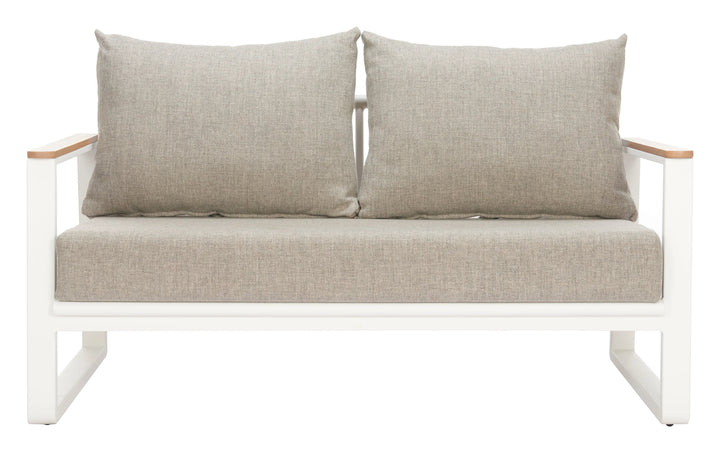 SwayLiving Welt Sofa Taupe & White SOFAS + SECTIONALS
