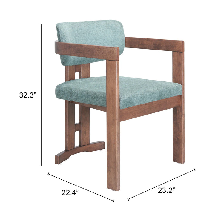 SwayLiving Poly Dining Chair Moss Gray & Walnut - Set of 2 DINING CHAIRS