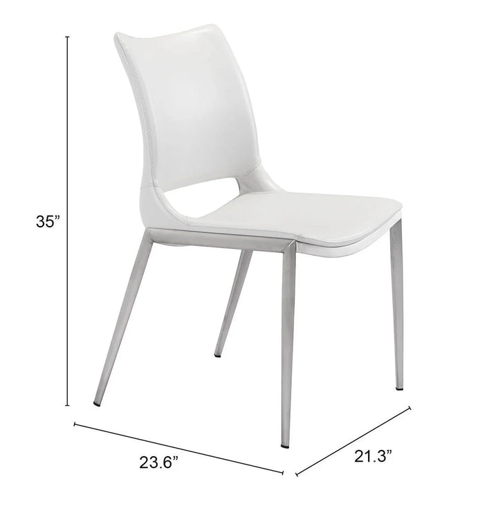 SwayLiving Ace Dining Chair (Set of 2) White & Silver DINING CHAIRS