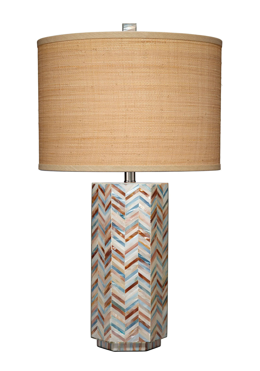SwayLiving Lucille Mother of Pearl Table Lamp with Raffia Shade TABLE LAMPS
